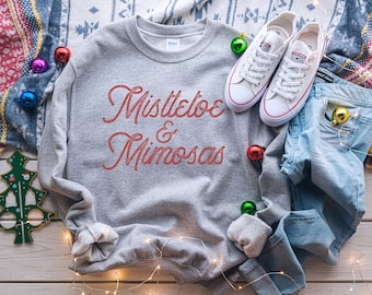 Mistletoe and Mimosas Sweatshirt Christmas Sweatshirt - Etsy