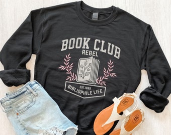 Bluza z nadrukiem "Book Club", bluza "Bookish", bluza do czytania, prezent dla miłośnika książek, koszulka dla miłośnika książek, bluza "Bookworm", prezent dla niej