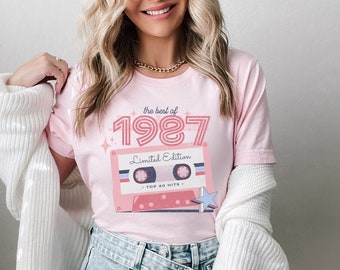 1987 Birthday Shirt, Women's 37 Birthday Shirt, Retro 1987 Birthday Shirt, 80's Hits, 37th Birthday Gift for Her, Custom Birthday Shirt