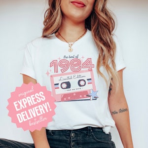 40th Birthday Shirt, Retro 1984 Birthday Shirt, 80&#39;s Hits, Women&#39;s 40th Birthday Shirt, 40th Birthday Gift for Her, Express Delivery