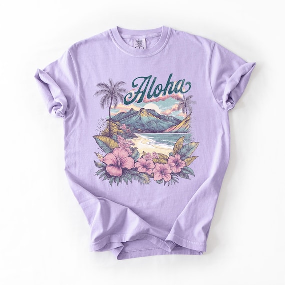 Tropical Comfort Colors Tee, Retro Hawaii Shirt, Beach Vacation Shirt, Summer Tee-Shirt, Beach Lover Gift, Aloha Island Vacation Shirt