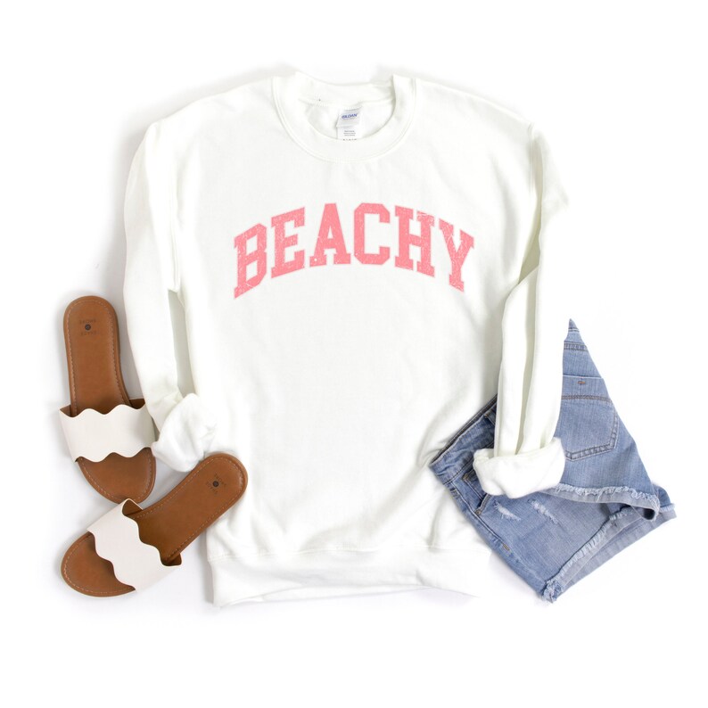 Beachy Sweatshirt, Summer Sweatshirt, Beach Sweatshirt, Beach Pullover, Gift for Her, Beach Lover Gift, Women's Beach Crewneck, Trendy Shirt image 3