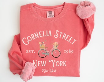 Bluza Cornelia Street, Komfortowe kolory Cornelia Street New York z okrągłym dekoltem, Modna bluza oversize, Wiosenna bluza dla miłośników muzyki