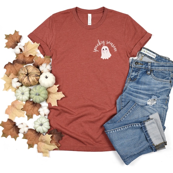 Spooky Season T-Shirt, Cute Ghost Shirt, Funny Halloween T-Shirt, Spooky Halloween Shirt, Women's Halloween Shirt, Ghost T-Shirts