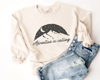 Adventure is Calling Sweatshirt - Camping Sweatshirt - Hiking Sweatshirt - Traveler Sweatshirt - Wanderlust Sweatshirt - Travel Lover Gift
