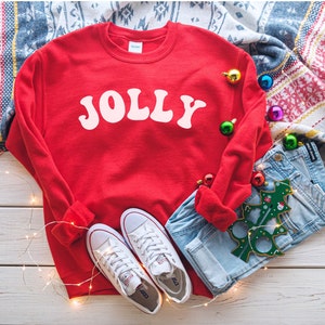 Retro Jolly Sweatshirt, Retro Christmas Sweatshirt, Retro Holiday Sweatshirt, Women's Christmas Sweatshirt, Jolly Christmas Sweater