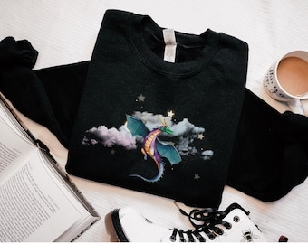 Dragon Sweatshirt, Mythical Fantasy Shirt, Dragon Lover Gift, Bookish Sweatshirt, Fantasy Book Lover Sweatshirt, Trendy Sweatshirt