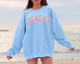 Beachy Sweatshirt, Summer Sweatshirt, Beach Sweatshirt, Beach Pullover, Gift for Her, Beach Lover Gift, Women's Beach Crewneck, Trendy Shirt