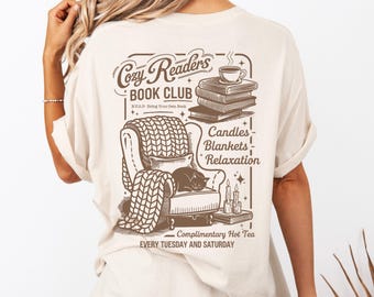 Comfort Colors Cozy Readers Book Club T-Shirt, Book Lover Gift, Bookish Tee-Shirt, Bookworm Literary Shirt, Cozy Vibes, Gift for Readers
