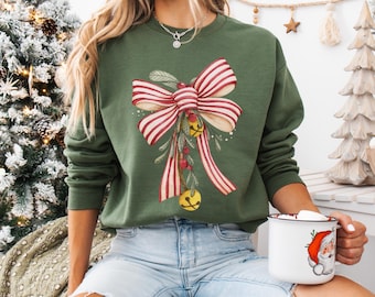 Coquette Christmas Sweatshirt for Women | Cute & Festive Holiday Sweater | Soft Girl Aesthetic Christmas Gift | Trendy Christmas Sweatshirt