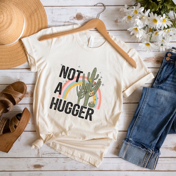 Not a Hugger Tee - Introvert T-Shirt - Boho Summer Tee - Cactus T-Shirt - Retro Shirt - Gift for Her - Funny Introvert Shirt