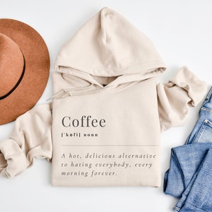 Sudadera con capucha "Definición de café", sudadera con capucha "Café", camiseta divertida con café, sudadera para amantes del café, regalo divertido para amantes del café, sudadera con capucha sarcástica