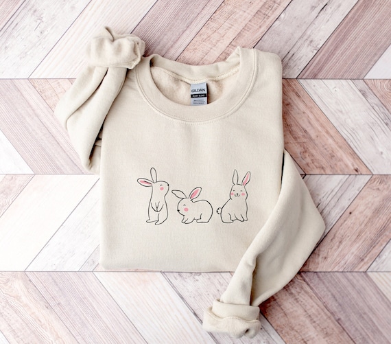 Bunny Sweatshirt, Easter Sweatshirt for Women, Easter Bunny Crewneck, Easter Sweater, Gift for Her, Spring Sweatshirt Pullover