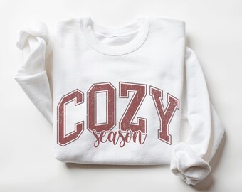 Felpa Cozy Season, Felpa girocollo invernale da donna, Felpa adatta alle condizioni meteo, Felpa in stile college da donna, Regalo per lei
