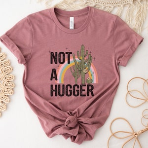 Not a Hugger Tee - Introvert T-Shirt - Boho Summer Tee - Cactus T-Shirt - Retro Shirt - Gift for Her - Funny Introvert Shirt image 4