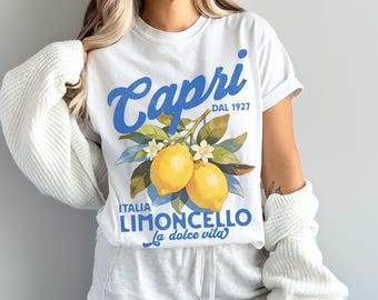 Comfort Colors Capri Italy Tee | Limoncello T-Shirt | Retro Colorful Summer Tee-Shirt | Trendy Vintage Italia Lemons Shirt