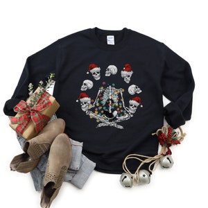 Skeleton Christmas Sweatshirt, Funny Christmas Sweatshirt, Dead Inside But It&#39;s Christmas, Christmas Skeleton Yoga Sweatshirt, Holiday Shirt