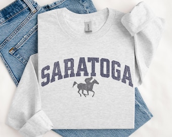 Saratoga Long Sleeve Tee | Equestrian Racing Tee | Saratoga Springs New York Shirt | Horse Racing T-Shirt | Track Day At The Races Shirt
