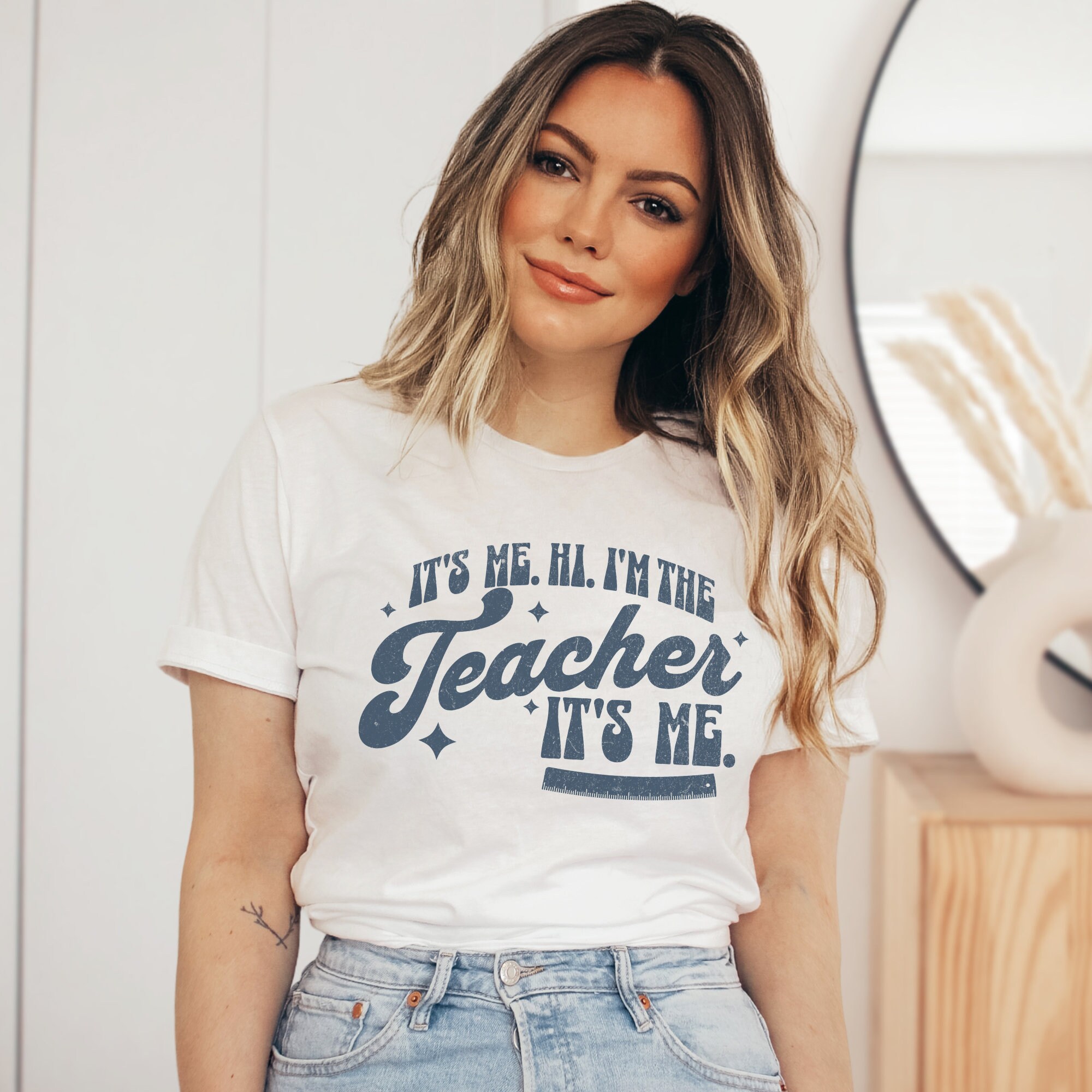"It's Me Hi I'm The Teacher" Funny Women's T-Shirt - Teacher Appreciation Gift Tee - View #2