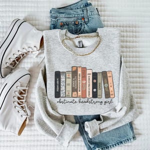 Sudadera de Jane Austen, suéter de cuello redondo para amantes de los libros, regalo literario para ella, sudadera de ratón de biblioteca, camiseta de chica testaruda y obstinada