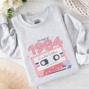 Retro 1984 Sweatshirt. Women's 40th Birthday Crewneck, 40th Birthday Gift for Her, 80's Themed Sweatshirt, Funny Milestone Birthday Shirt