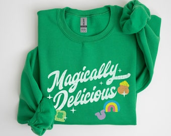 Magically Delicious Sweatshirt, Funny St Patrick's Day Crewneck, Retro St Patrick's Day Shirt, St Pattys Day Sweater, Lucky Charm Sweatshirt