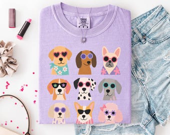 Colorful Dog Lover Shirt, Comfort Colors Funny Dog Mom Tee, Cute Summer Tee-Shirt, Whimsical Puppy Shirt, Dog Mom Gift, Pet Lover T-Shirt