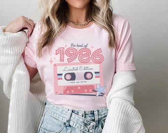 40th Birthday Shirt, Retro 1986 Birthday Shirt, 80's Hits, Women's 40th Birthday Shirt, 40th Birthday Gift for Her, 40th Anniversary Shirt