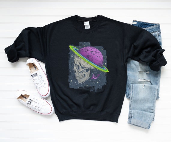 Celestial Skull Sweatshirt, Universe Sweatshirt, Astrology Sweatshirt, Gothic Sweatshirt, Out of This World, Celestial Crewneck Sweater Gift
