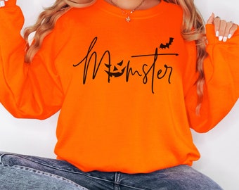 Momster Sweatshirt, Mom Halloween Sweatshirt, Funny Halloween Crewneck For Mom, Mom Halloween Costume Shirt