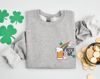 Sudadera Beer Me, sudadera del Día de San Patricio, sudadera divertida de cuello redondo del Día de San Patricio, camiseta de trébol, sudadera de cerveza irlandesa