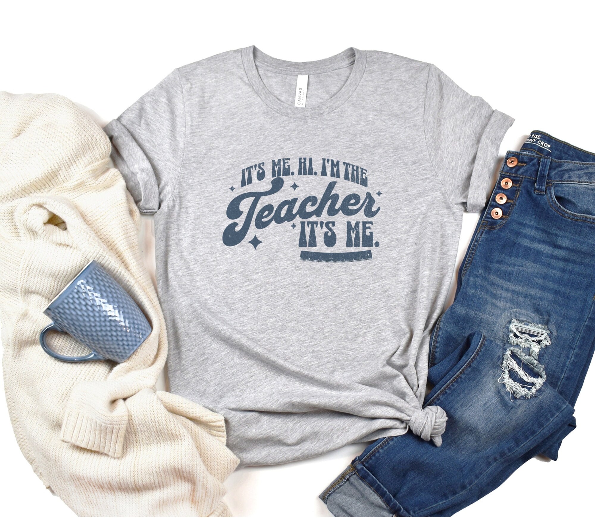"It's Me Hi I'm The Teacher" Funny Women's T-Shirt - Teacher Appreciation Gift Tee - View #4