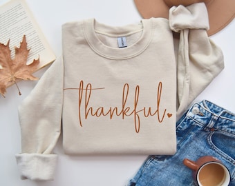 Thankful Sweatshirt, Thanksgiving Sweatshirt, Women's Fall Sweatshirt, Thankful Crewneck, Thanksgiving Gift, Cozy Fall Sweater, Gift for Her