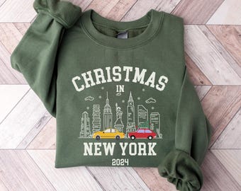Christmas In New York Sweatshirt, NYC Christmas Shirt, Women's Christmas Sweatshirt, Festive Winter In New York Sweatshirt, New York Gift