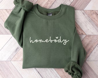 Felpa casalinga, felpa introversa, maglione comodo da donna, felpa minimalista, felpa invernale girocollo, regalo per casalinga