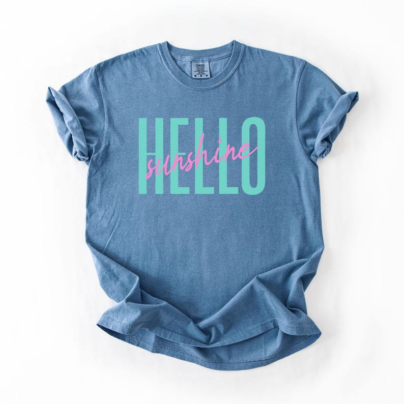Comfort Colors Hello Sunshine Shirt | Retro Beach Tee | Colorful Summer Tee-Shirt immagine 5