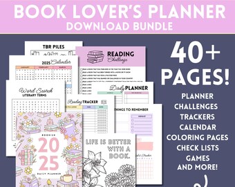 BOOKISH JOURNAL PAKET - Druckbare Journalseiten für Buchliebhaber - Digitale Planerseiten für Leser - A5-Größe - Vorteilspaket - 47 Journalseiten