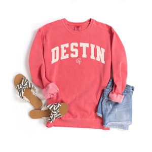 Destin Sweatshirt, Comfort Colors Beach Sweatshirt, Florida Beach Vacation Shirt, Beach Lover Gifted, Oversized Summer Sweatshirt