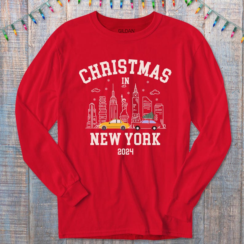 Christmas in New York Long Sleeve Tee, NY Christmas Tshirt Etsy