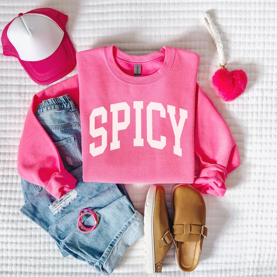 Kids Spicy Sweatshirt, Girls Funny Varsity Style Sweatshirt, Trendy Cozy Crewneck for Girls, Youth Size Sassy Sweatshirt, Sarcastic Gifted