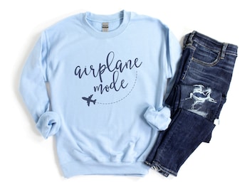 Airplane Mode Sweatshirt, Women's Travel Sweatshirt, Comfy Airport Outfit, Vacation Sweatshirt, Gift for Traveler, Wanderlust Crewneck