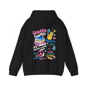 Social Justice Hoodie, Retro Aesthetic Hoodie, Spread Kindness Hoodie, Protect LGBTQ+ Rights Hooded Sweatshirt, Equal Rights Hoodie image 5