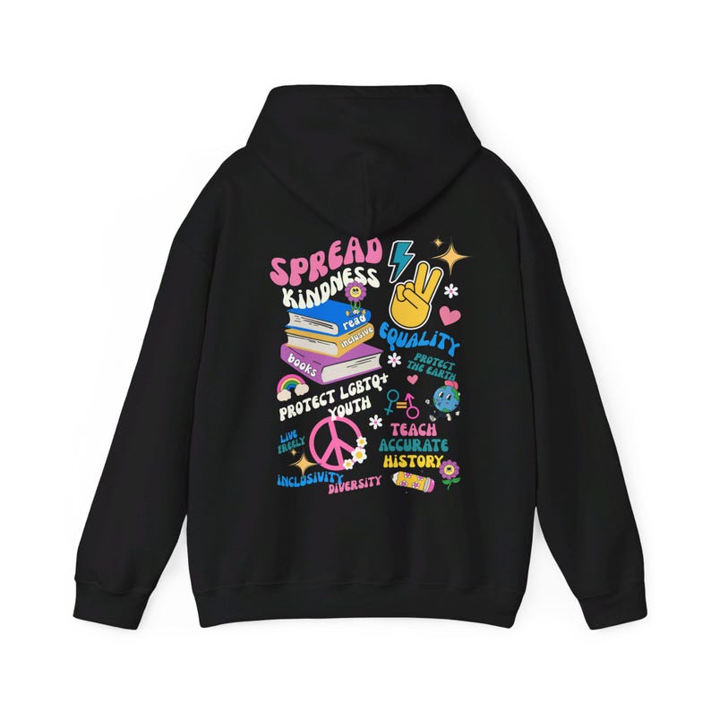 Social Justice Hoodie, Retro Aesthetic Hoodie, Spread Kindness Hoodie, Protect LGBTQ+ Rights Hooded Sweatshirt, Equal Rights Hoodie image 5