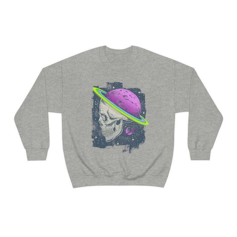 Bluza z Niebiańską Czaszką, Bluza Wszechświat, Bluza Astrologia, Bluza Gotycka, Poza tym światem, Prezent w postaci niebiańskiego swetra z okrągłym dekoltem zdjęcie 10