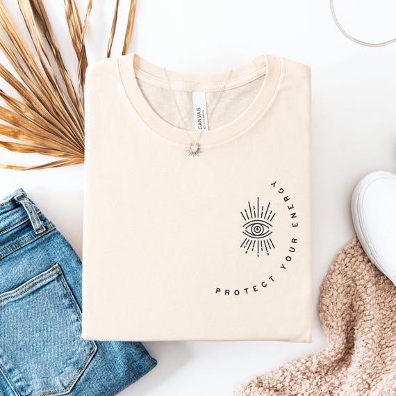 Protect Your Energy Tee, Spiritual Eye Protection Tee, Trendy Mystical Aesthetic T-Shirt, Gift for Spiritual Seekers, Celestial Tee-Shirt,