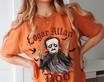 Edgar Allan Boo T-Shirt | Comfort Colors Halloween Shirt | Funny Bookish Tee | Vintage Spooky Season Shirt | Poe Aesthetic Fall Shirt