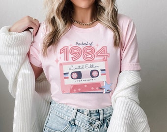 40th Birthday Shirt, Retro 1984 Birthday Shirt, 80's Hits, Women's 40th Birthday Shirt, 40th Birthday Gift for Her, 40th Anniversary Shirt