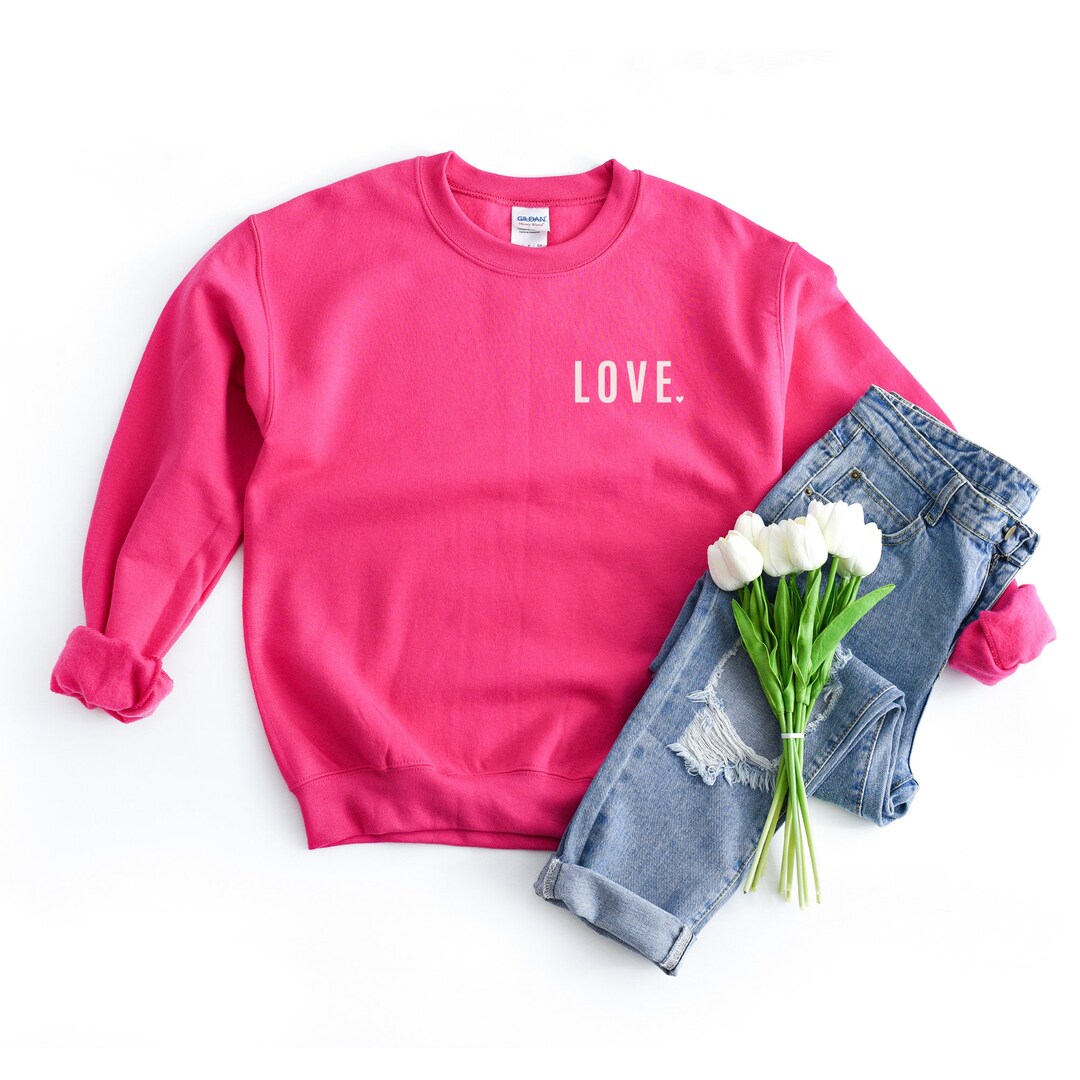 Love Pocket Sweatshirt, Minimalist Valentine Sweatshirt, Valentine's Day Apparel, Love