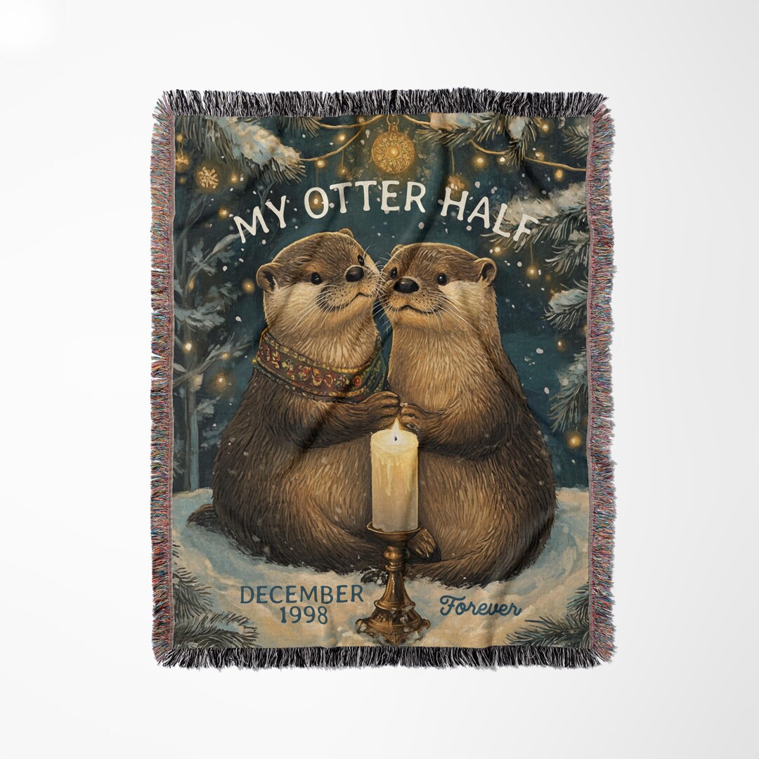 Otter Animal Family Pattern Print Blanket