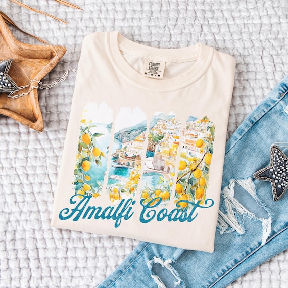 Comfort Colors Amalfi Coast Tee, Trendy Summer Tee-Shirt, Italy Vacation Shirt, Travel Lover Gift, Coastal Tee Shirt, Positano Coast Tee